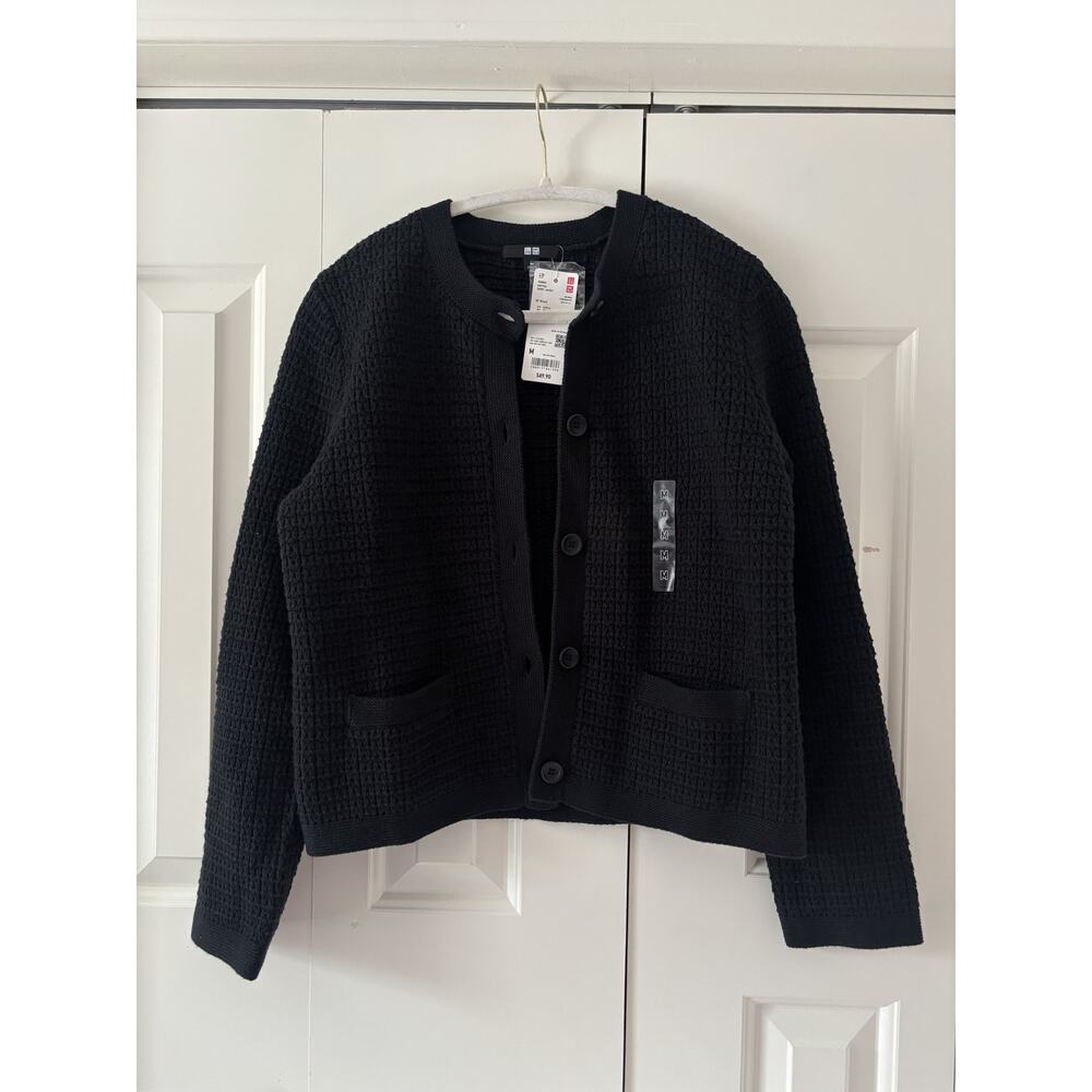 UNIQLO Women’s Black Knitted Short Jacket M - Picture 2 of 5